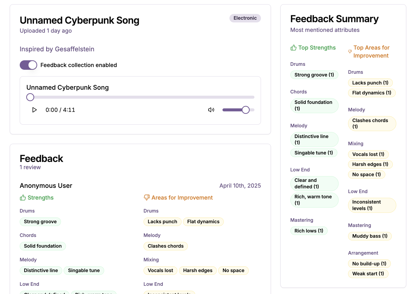 Feedback interface demo